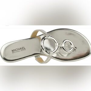 Michael Kors Silver Sandals with Metallic Accents